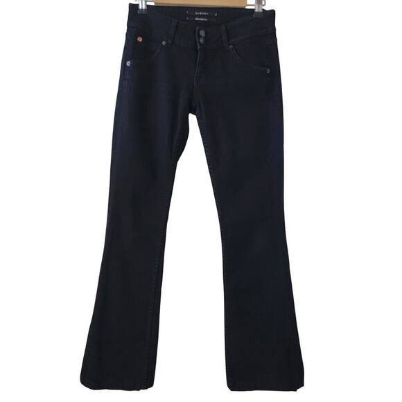 Hudson Jeans Hudson Y2K Low Rise Dark Black Flap Button Pocket Slim Boot Size 26 - Picture 1 of 11